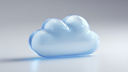 Wall Mural - cloud computing 3d render gradient blue glass cloud, stock illustration