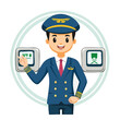 © Asyura - Steward working in different environments including office airport and factory