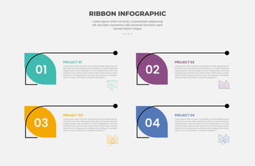 Canvas Print - ribbon base shape infographic outline style with 4 point template with open box line divider with le