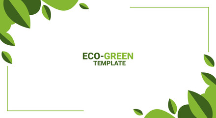 fresh green leaves frame a clean, eco-friendly template, ideal for presentations or designs focused 