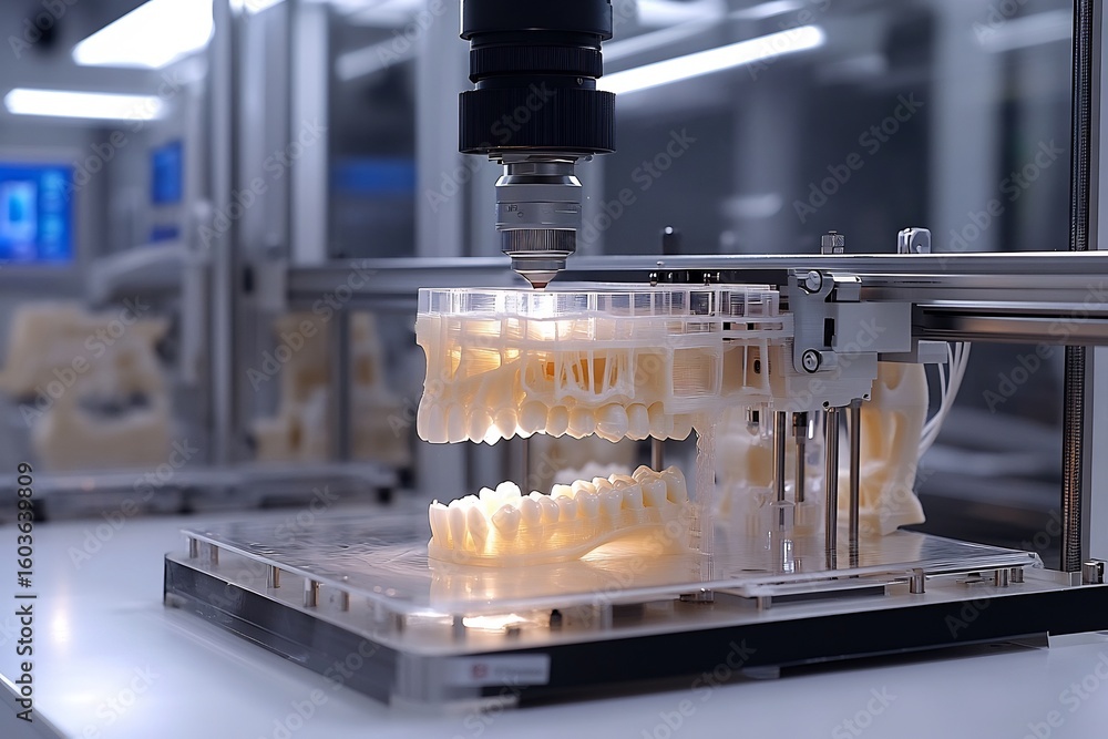 3d Dental Printer mid print dental models emerging transparent casing ...