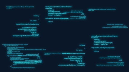 digital futuristic computer coding moving on blue background, high technology internet data information transfer concept