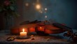 © Creative Studio - Elegant Violin by Warm Candlelight with Soft Bokeh Background
