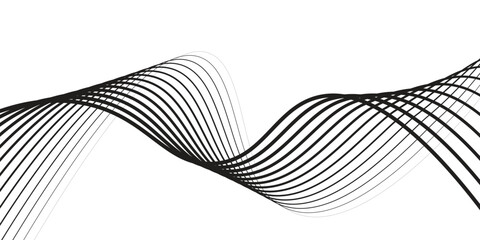 Wall Mural - abstract vector background with black wavy lines. vector illustration