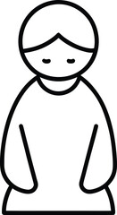 Line style icon of a bowed head representing humility isolated on transparent background
