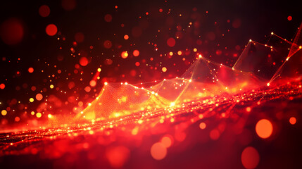 Wall Mural - Abstract Red Digital Network