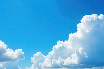 Wall Mural - Fluffy white cumulus clouds drift lazily across a vibrant, azure blue sky, creating a breathtaking summer scene Perfect for travel, weather, or nature-themed projects , scenery, vastness