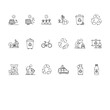 © VisioSynth - Thin line icon set for ecology and environment. Vector symbols for sustainability, green energy, recycling, and conservation concepts.