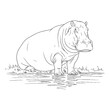 © Jahangir - Authentic Hippo True Identity Phase - Hippo vector - Hippo Line art - Hippo Drawing - Vector Lineart of Hippo - Hippo icon - drawing of hippo