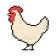 © MandarinkaArt - 8 bit rooster icon. Pixel art object. Old school vintage game graphic.