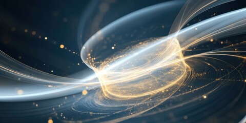 Abstract energy motion technology concept with bright dynamic glowing light flow pattern on dark background. Futuristic digital art
