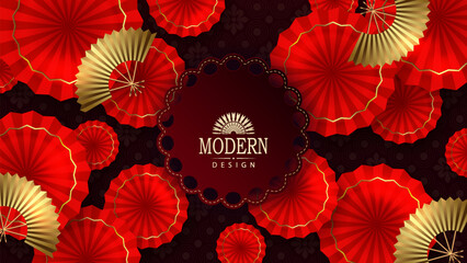 Wall Mural - Chinese New Year. 2026. Exquisite textured background with red pattern and isolated figured frame.