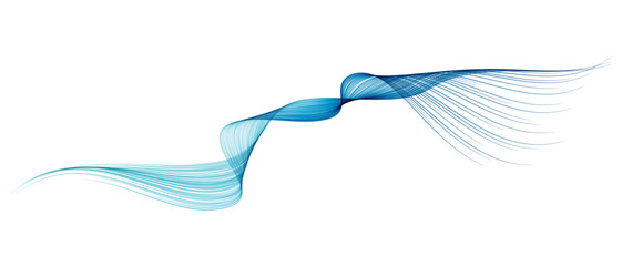 Wall Mural - vector abstract brush stroke wavy lines flowing smooth curve blue teal gradient isolated on transpar