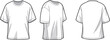 © Creative Asif - Oversized t-shirt fashion flat sketch with front, side, and back view, vector template for clothing design, cad illustration