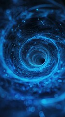 Wall Mural - Galaxy and black hole with blue light tunnel in digital illustration.