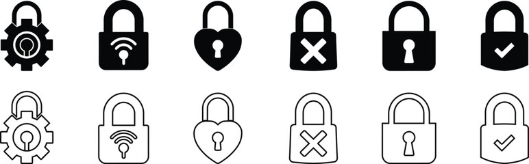Lock icon Set. Lock Open and Lock Closed Icons. Lock Icons and Symbols Collection.