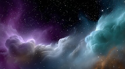Wall Mural - colorful cloud of space with many stars and a few planets. the stars are scattered throughout the sk