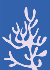 Wall Mural - Minimalist poster with white coral. Natural design in flat style.