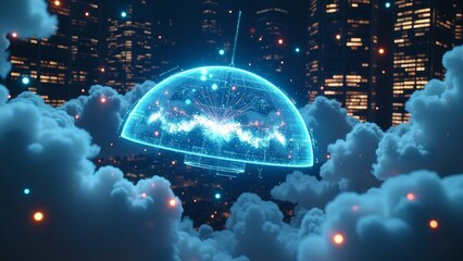 Wall Mural - technology fantasy city scene