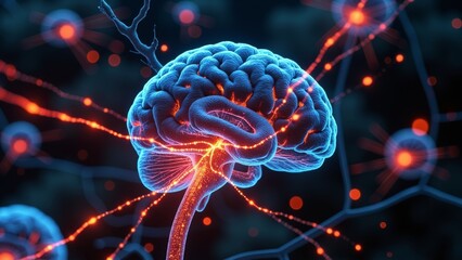 Wall Mural - microscopic brain technology scene