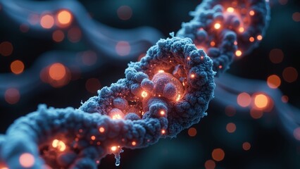 Wall Mural - Microscopic DNA technology scene