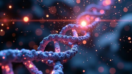 Wall Mural - Microscopic DNA technology scene