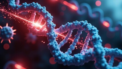 Wall Mural - Microscopic DNA technology scene