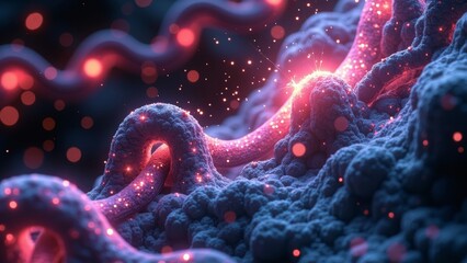 Wall Mural - Microscopic DNA technology scene