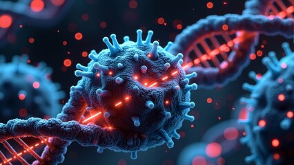 Wall Mural - Microscopic DNA technology scene