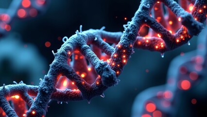 Wall Mural - Microscopic DNA technology scene