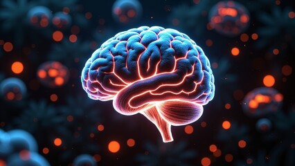 Wall Mural - Microscopic Brain Technology Scene