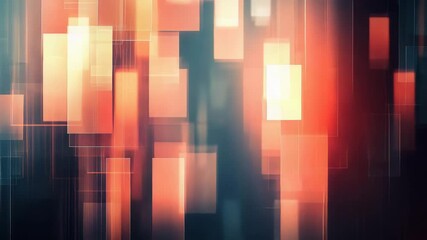 Wall Mural - Abstract digital background glowing orange yellow rectangle futuristic dynamic light effects geometric shapes vertical streaks blurred edges warm tones depth modern atmosphere
