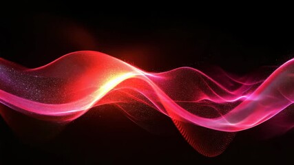 Wall Mural - Glowing red wave light with sparkling particles creating dynamic vibrant abstract flow and smooth curves, vibrant red wave light flow with glowing particles and dynamic energy movement, abstract red