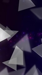 Wall Mural - animation of triangles and blue spots moving over black background