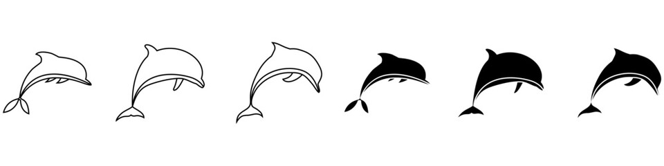 Wall Mural - dolphin icon vector set. fish illustration sign collection. killer whale symbol. sea ​​life logo.