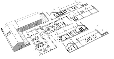 Wall Mural - house architectural project sketch 3d illustration