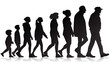 © Arsal Stock - Silhouette of people showing different stages of life from childhood to old age in a row walking