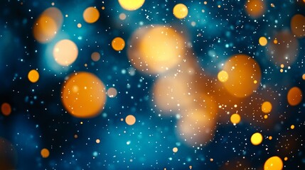 Wall Mural - Dance of Orange Bokeh Against Digital Aurora, Elegant Light Painting Texture Background