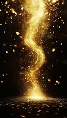 Wall Mural - Elegant Golden Glow Stage Lighting with Sparkles and Bright Light Beams for Luxury Background