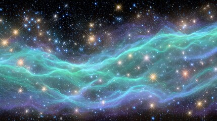 Wall Mural - Abstract Cosmic Nebula Landscape With Vibrant Colors