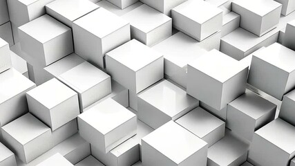 Dynamic White Cubes Geometric Animation, Modern Background Seamless Looping Visual