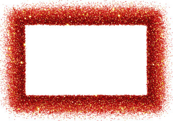 Wall Mural - A sparkling red glitter frame creates a festive and decorative border isolated on transparent background