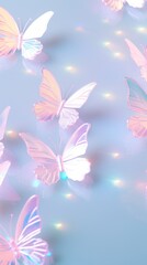 Wall Mural - pastel hologram with butterflys backgrounds pattern nature.