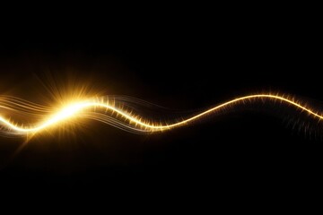 Canvas Print - golden light curve lines background golden black.