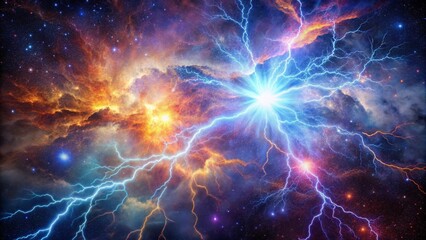 Wall Mural - mesmerizing abstract composition of glowing lightning in a cosmic space environment