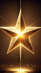 Wall Mural - radiant golden star with shimmering light beam, creating a celestial or festive atmosphere, set agai