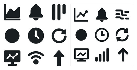 Business technology flat icons set – digital, corporate, and workflow symbols