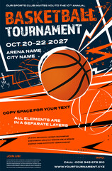 Wall Mural - basketball tournament dynamic poster template with ball
