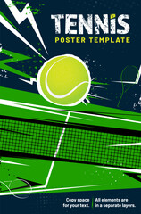 Wall Mural - tennis dynamic poster background with ball and net