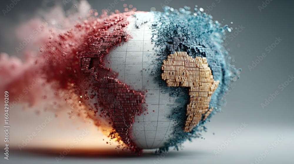 Globe showing tariffs and sanctions trade, world commerce conflict ...